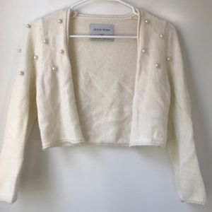 NWOT Jesus Peiro White Cashmere Crop Cardigan M